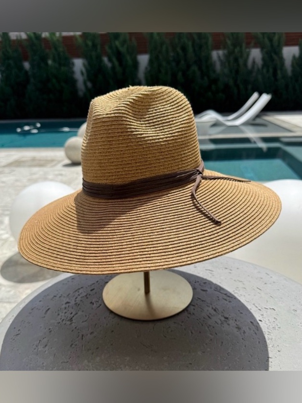 Men's Wide-Brim Straw Fedora Hat - Tan